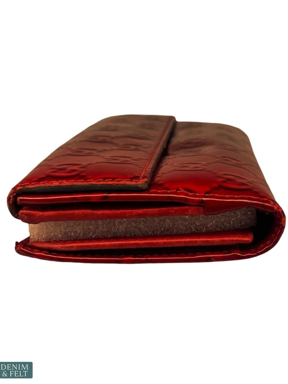 Gucci Red Guccissima Patent Leather Heart Logo Wallet‎ Bifold Vintage - Picture 7 of 13